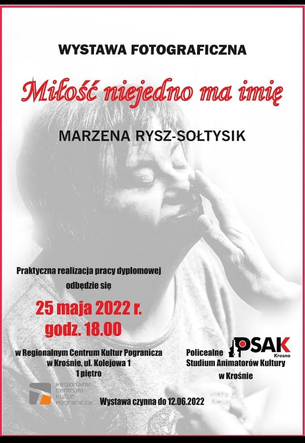 Plakat informujący o wystawie fotograficznej Marzeny Rysz-Sołtysik